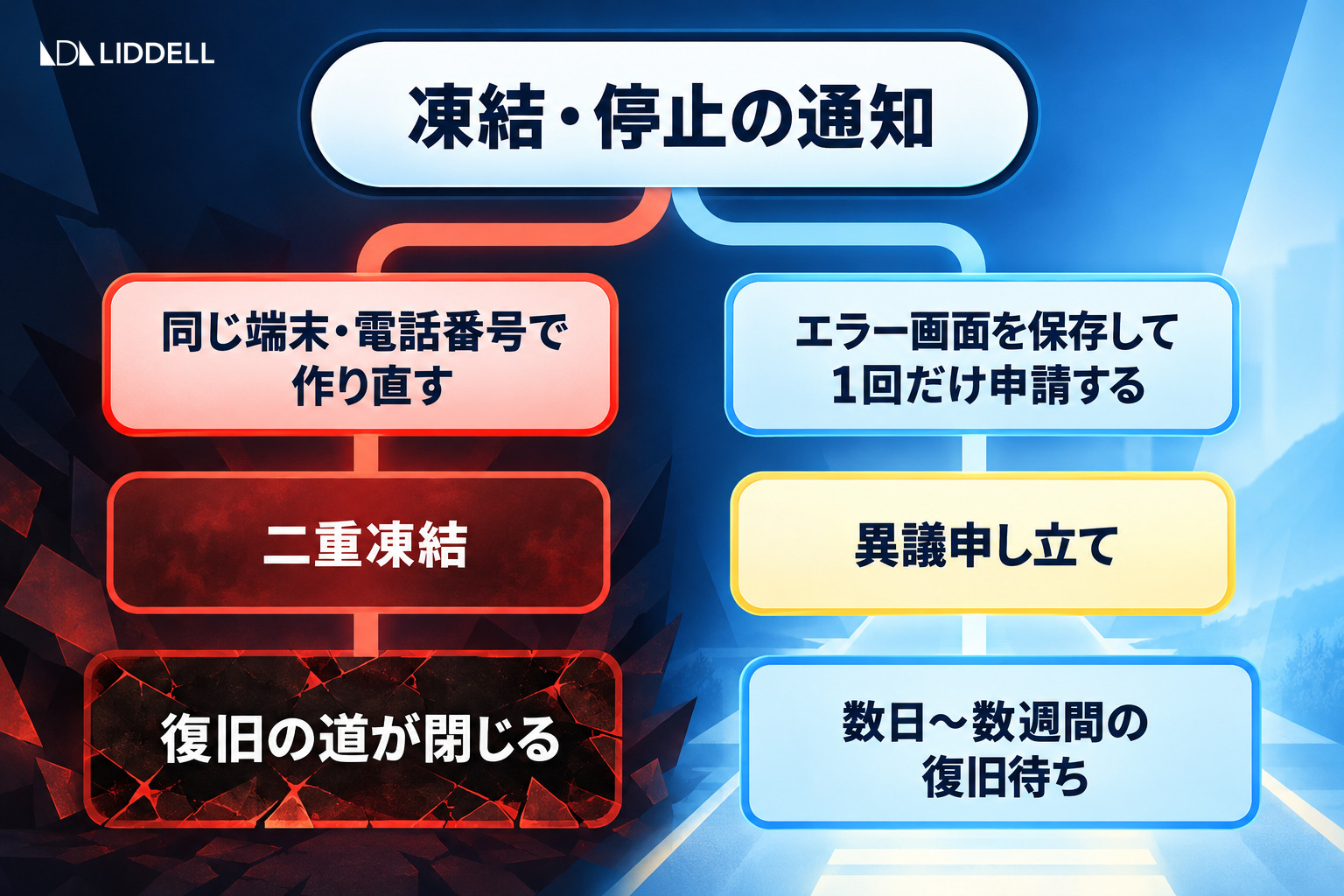 凍結の通知を見た直後の分かれ道|二重凍結と異議申し立て